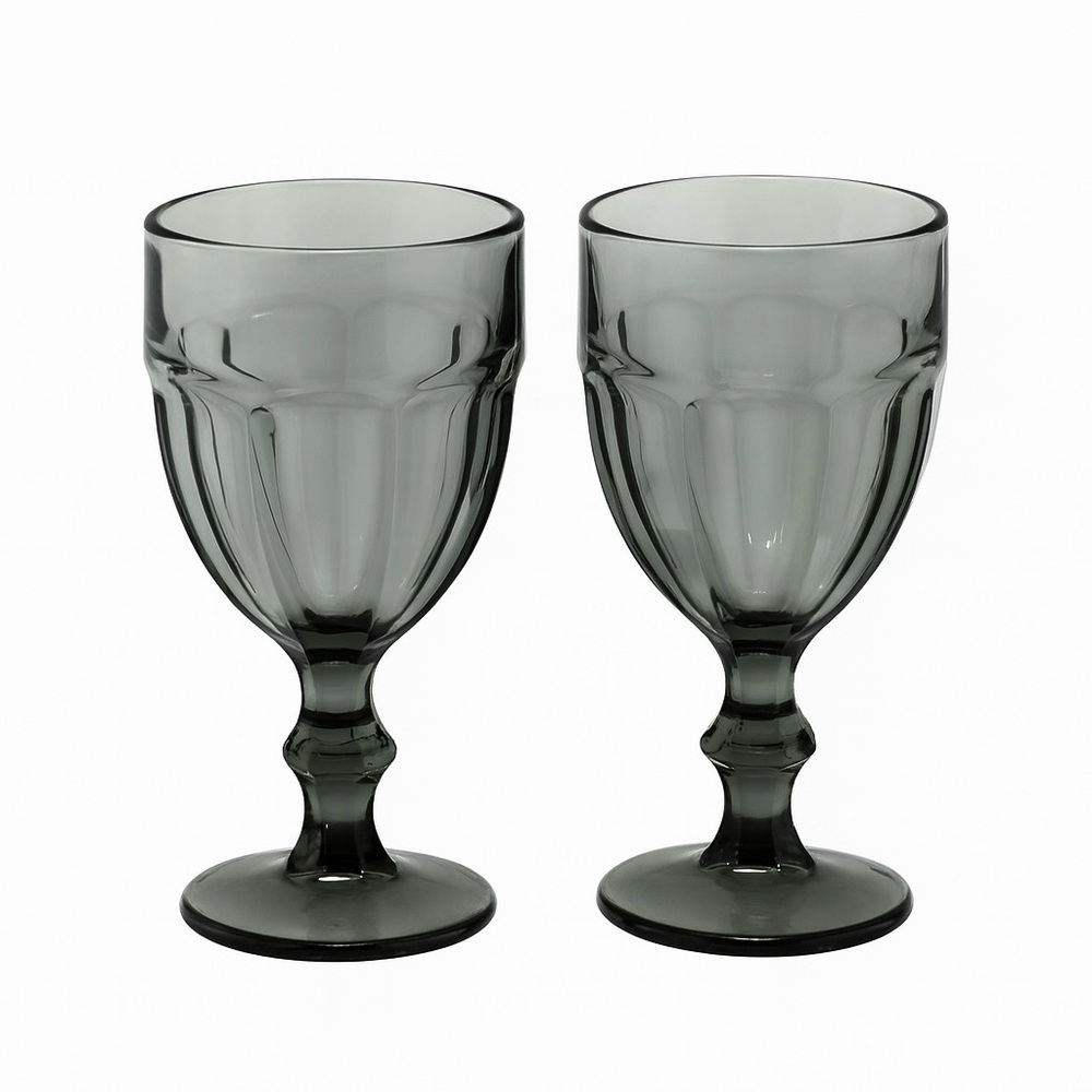 Libbey Gibraltar Smoke Water Goblets | Vintage Glass Set of 2 | 16.25 oz